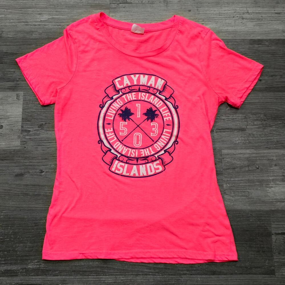 Lifestyle Bright Pink Cayman Islands Living the Island Life Graphic T-Shirt Tee